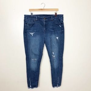 LANE BRYANT | Women's Size 18 Dark Wash High Rise Distressed Plus Size Jeans